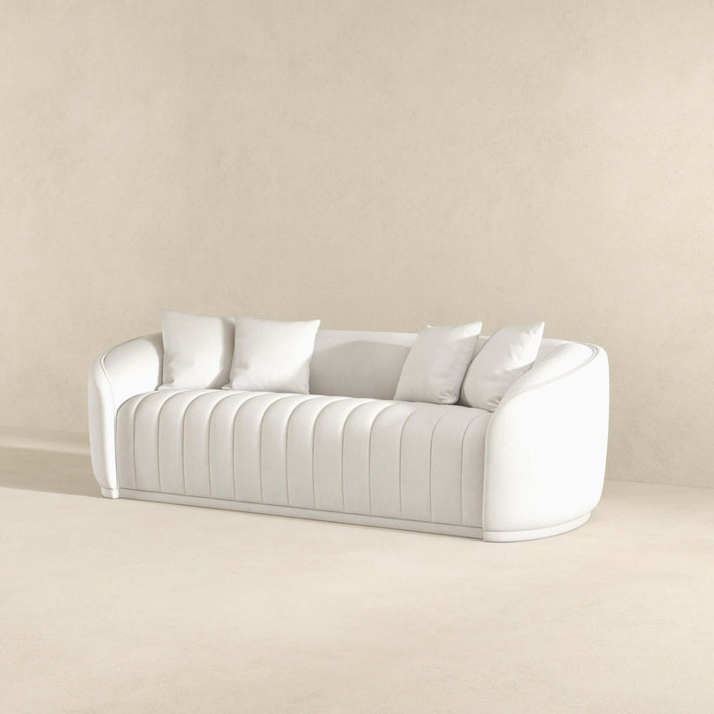 Markus - Mid-Century Modern Luxury Tight Back Couch - White