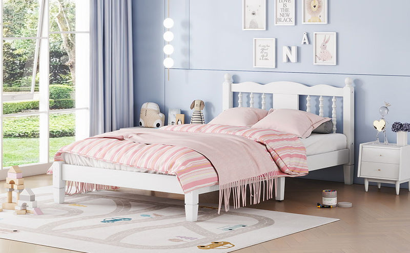 Bed With Column Decoration Headboard, With Bed Slats