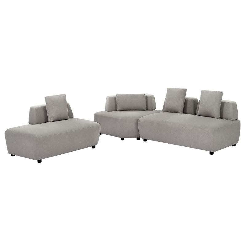 Contemporary 3 Piece Sectional Sofa Free Convertible Sofa With Four Removable Pillows For Living Room