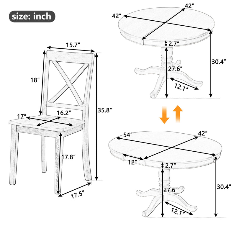 Modern Dining Table Set For 4, Round Table And 4 Kitchen Room Chairs, 5 Piece Kitchen Table Set For Dining Room, Dinette, Breakfast Nook