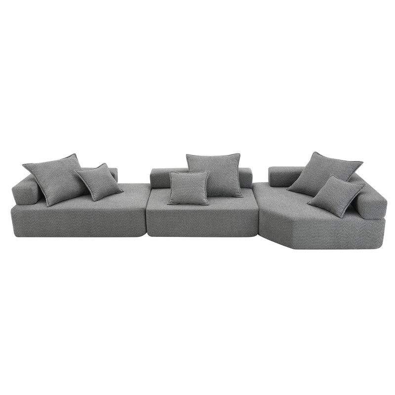 Oversized Modular Sectional Sofa, Luxury Boucle Floor Couch Set, Convertible Sleeper Couch, Spacious Foam-Filled Sofa Bed For Living Room