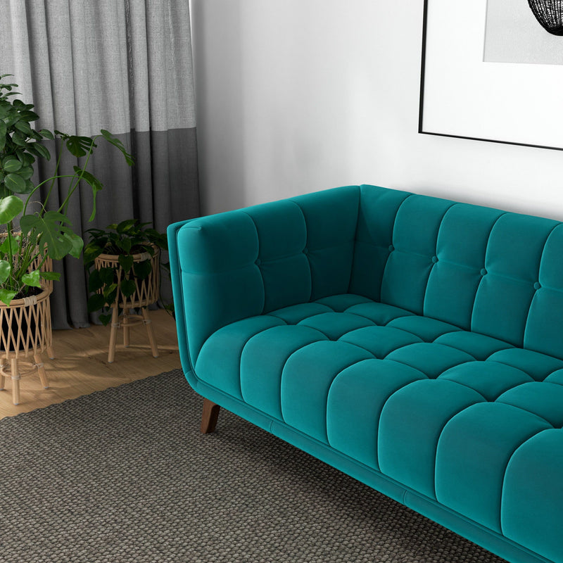 Addison - Small Velvet Sofa - Brown / Teal