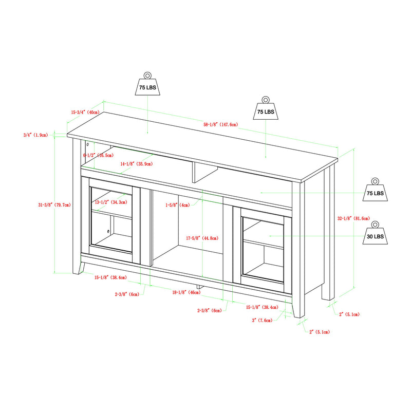 Transitional Electric Fireplace Wood And Glass TV Stand For TVs Up To 65" - Gray Wash