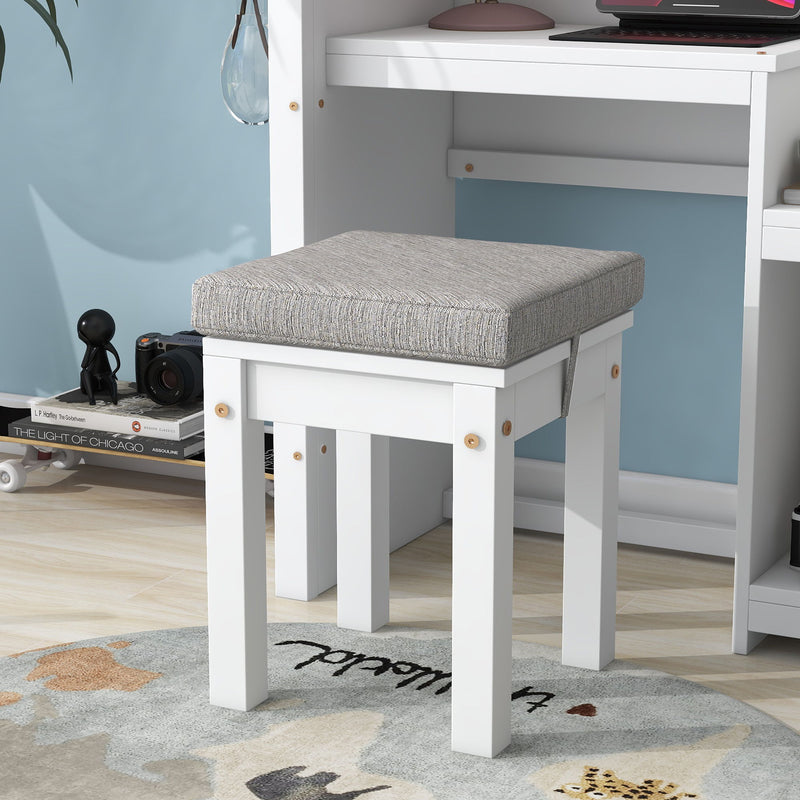 House-Shaped Kids Desk With A Cushion Stool, House-Style Desk And Stool Set