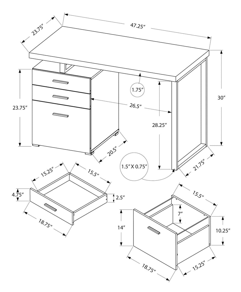 Computer Desk For Home Office, Laptop, Left Right Set - Up, Storage Drawers, Contemporary & Modern