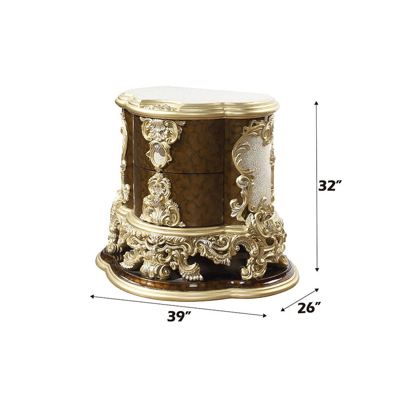 Desiderius - Nightstand - Antique Gold & Hand Painted Brown