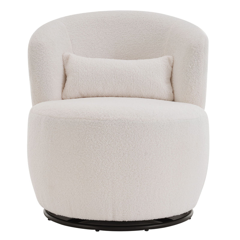 Swivel Accent Chair, Contemporary Round Armchair With 360 Degree Rotation And Metal Base For Living Room Elegance