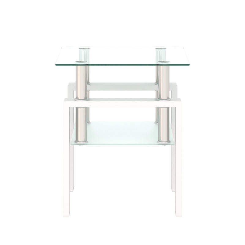 Modern Tempered Glass Tea Table, End Square Table For Living Room