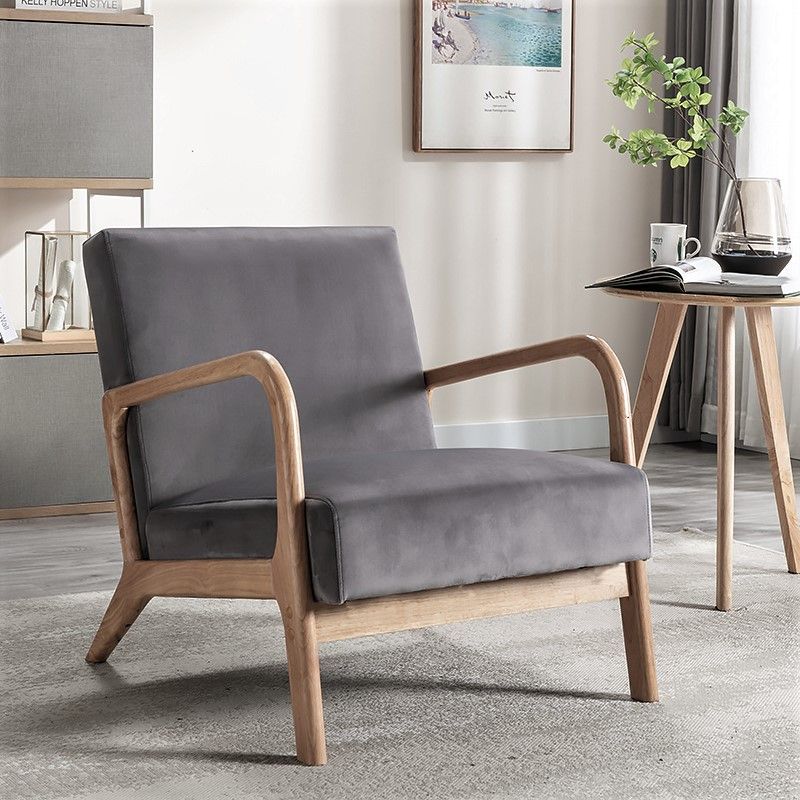 Classic Mid-Century Modern Accent Chairs, Open Framed Armchair With Cushioning