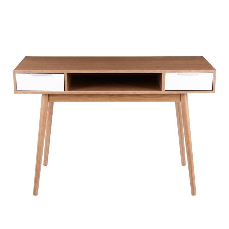 Pebble - Contemporary Double Desk - Natural / White