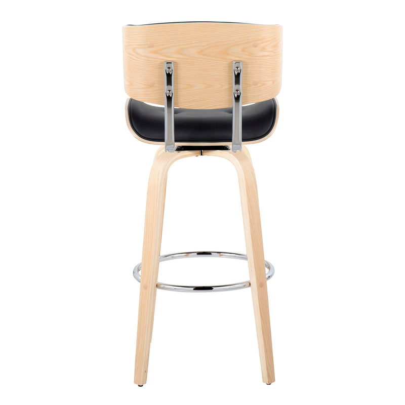 Lombardi - Mid Century Modern Fixed Height Barstool With Swivel With Round Footrest (Set of 2)