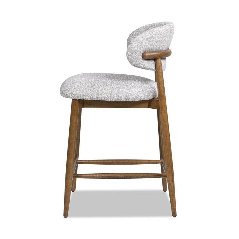 Locke - Modern Upholstered Counter Stool With Frame - Salt / Pepper