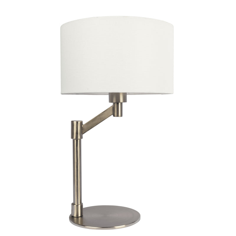 Horizon - Table Lamp With On / Off Switch Curved Base Linen Shade - Brushed Nickel / Silver / White