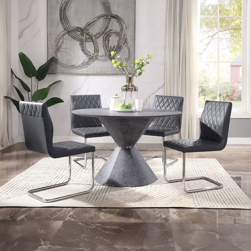 Ansonia - Side Chair (Set of 2) - Gray PU & Chrome