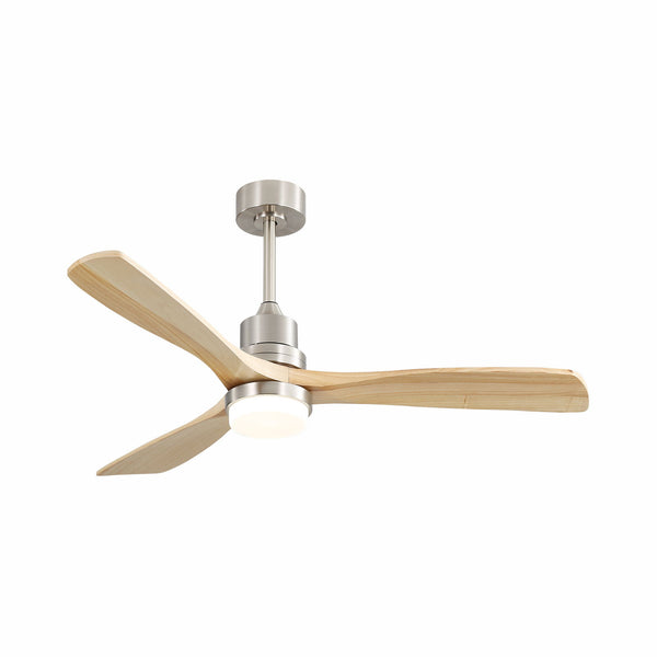 Ceiling Fan With Dimmable LED Light 6 Speed Remote 3 Wood Blade Reversible DC Motor For Bedroom - Brushed Nickel