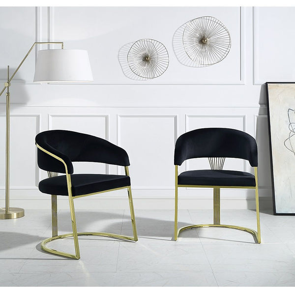 Fallon - Side Chair (Set of 2) - Black Velvet & Mirrored Gold