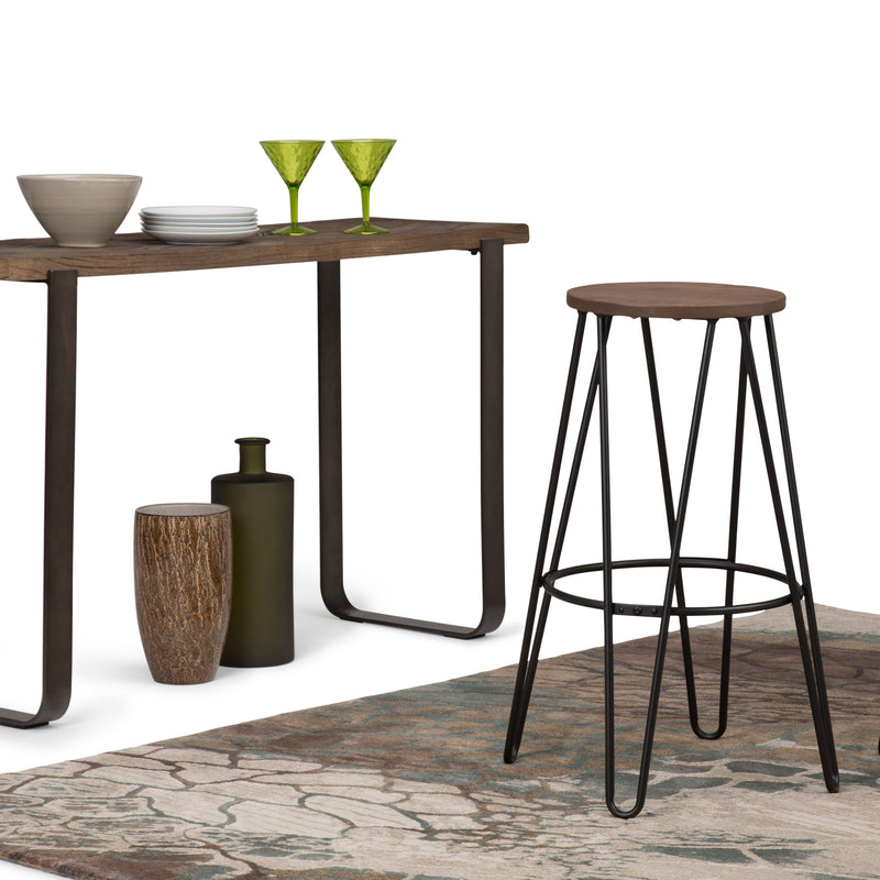 Simeon - Multifunctional Metal Stool With Wood Seat