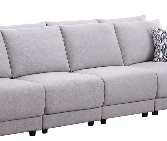 Penelope - Fabric Reversible Modular Sectional Sofa With Ottoman And Pillows