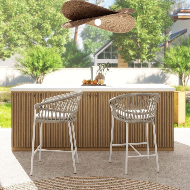 Maiden - Patio Counter Stool Sunproof Olefin (Set of 2)