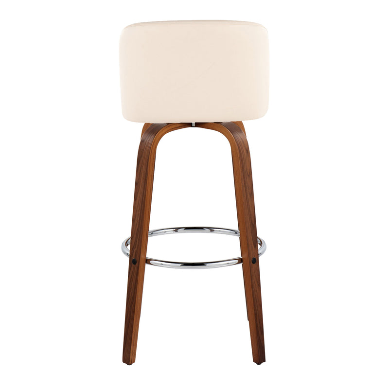 Toriano - Mid Century Modern Fixed Height, Barstool With Swivel With Round Footrest (Set of 2)