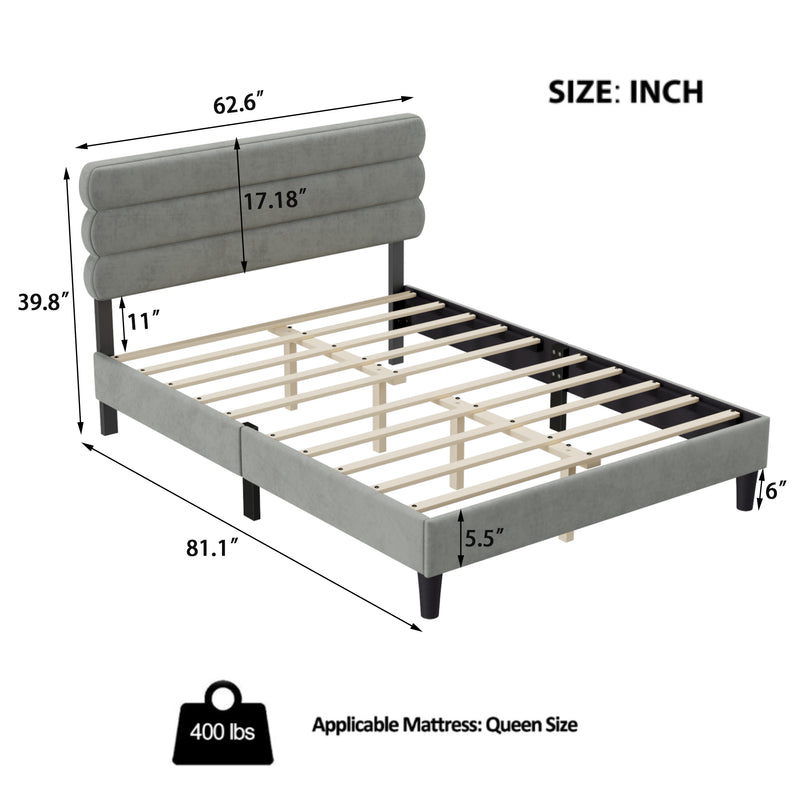 Queen Bed Frame with Headboard,Sturdy Platform Bed with Wooden Slats Support,No Box Spring,Mattress Foundation,Easy Assembly