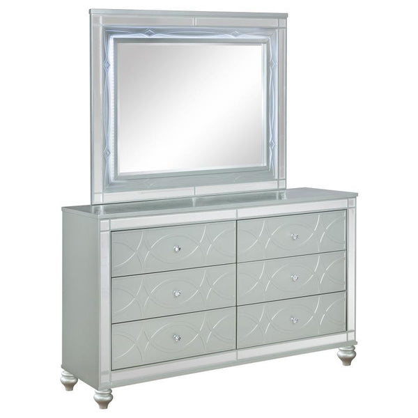 Gunnison - 6-Drawer Dresser With Mirror - Silver Metallic