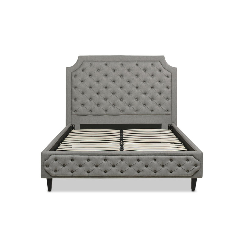 Helen - Queen Tall Upholstered Tufted Platform Bed Frame - Heathered Gray