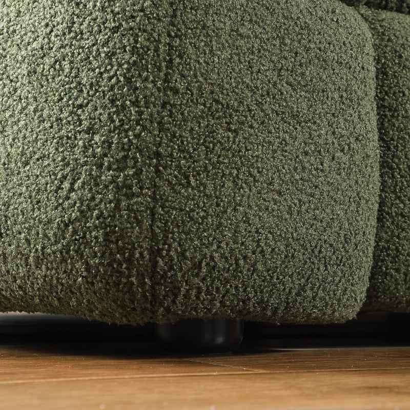 84.3 length ,35.83" deepth ,human body structure for USA people,  marshmallow sofa,boucle sofa ,3 seater, OLIVE GREEN BOUCLE