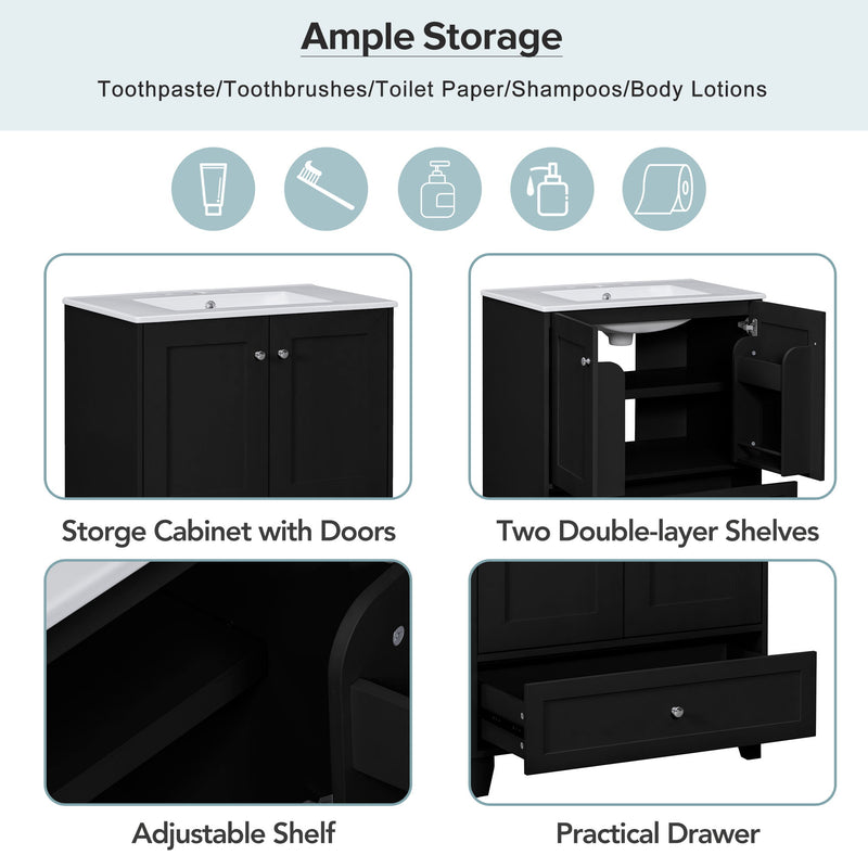 Bathroom Vanity Set With Ceramic Sink And Ample Storage Space Ideal For Small Bathrooms