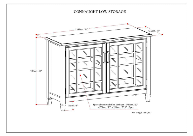 Connaught - Low Storage Cabinet - Antique White