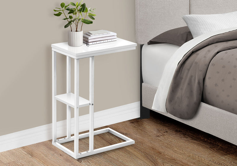 Accent Table, C - Shaped, Marble Look Contemporary & Modern Convenient Design