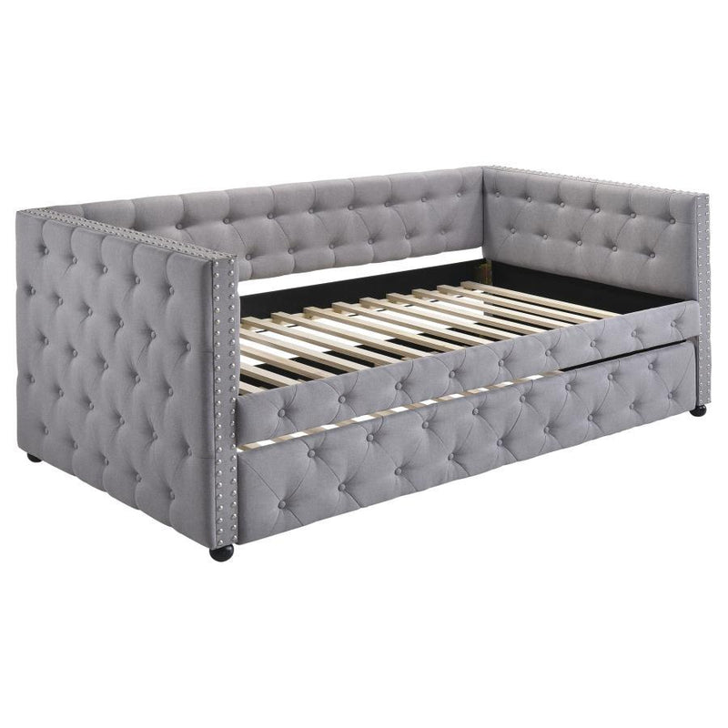 Mockern - Upholstered Twin Daybed With Trundle - Gray - Atlantic Fine Furniture Inc