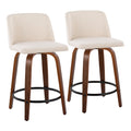 Toriano - Mid Century Modern, Fixed Height Counter Stool & Swivel And Round Footrest (Set of 2)