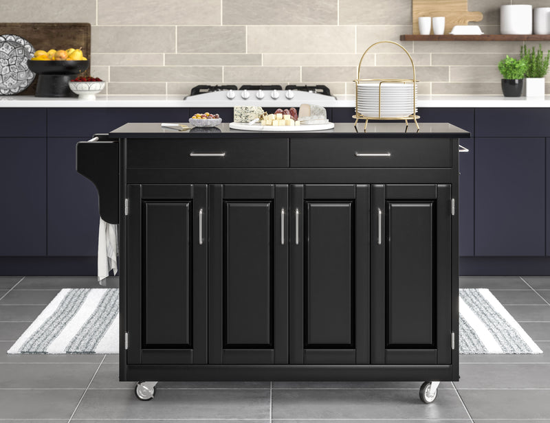 Create-A-Cart - 4 Doors Kitchen Cart - Black Granite Top