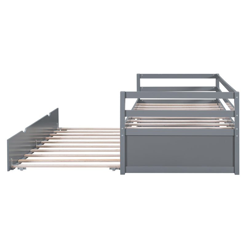 Twin Size Wood Daybed with Twin Size Trundle, Gray