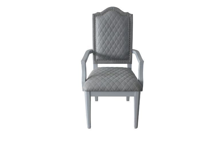 House - Marchese Chair (Set of 2) - Two Tone Gray Fabric & Pearl Gray Finish