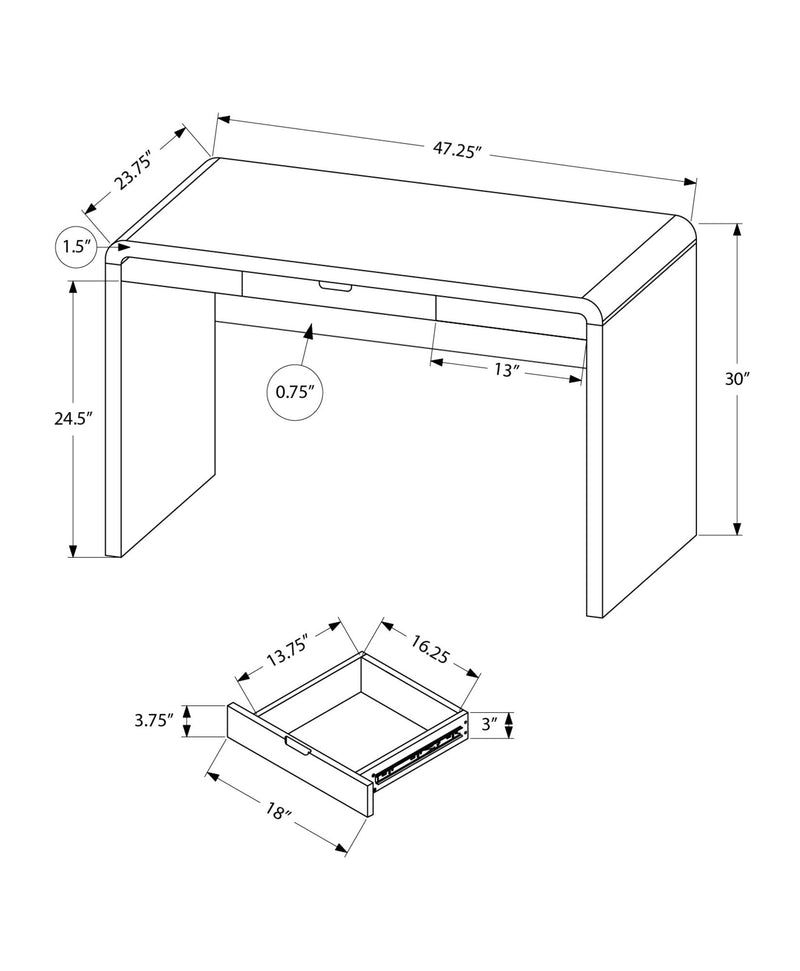 Computer Desk For Home Office, Storage Drawers, Contemporary & Modern - White