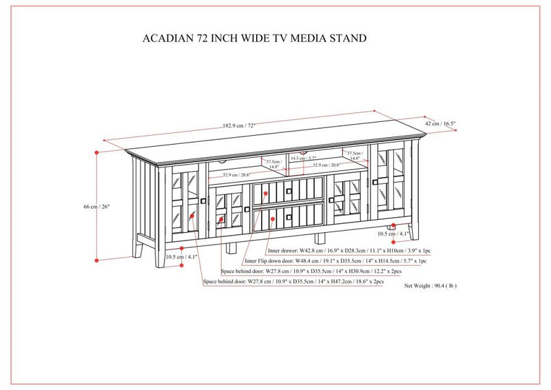 Acadian - Wide TV Media Stand - Brown