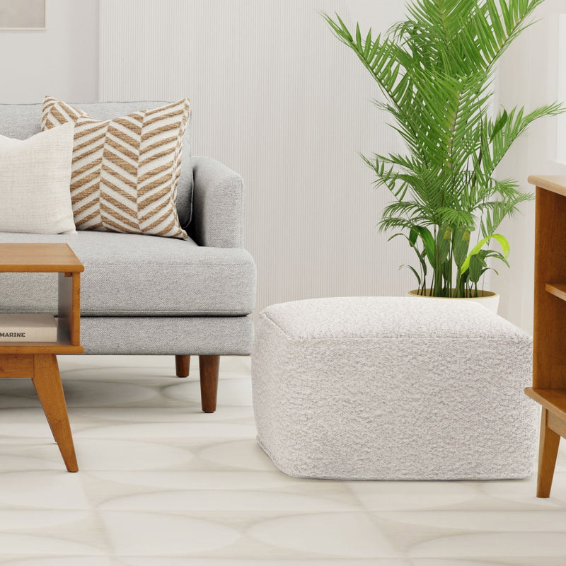 Chantal - Square Pouf - Ivory