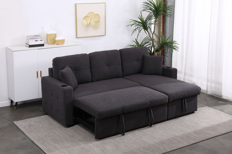 Lambswool - Pull Out Sleeper Sectional Sofa With Storage Chaise