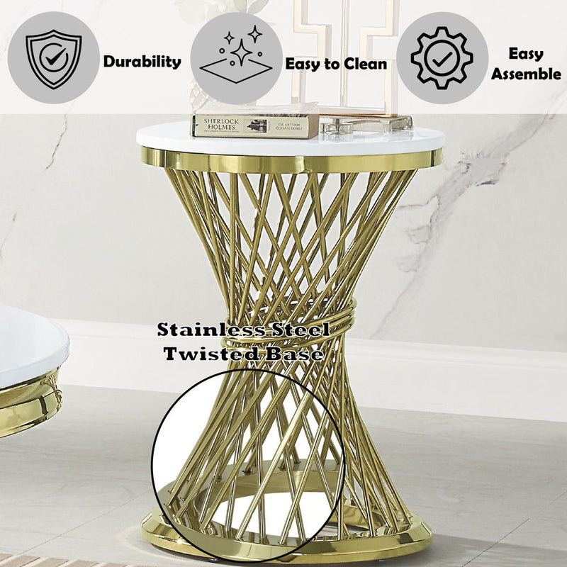 Fallon - End Table With Engineered Stone Top - Gold