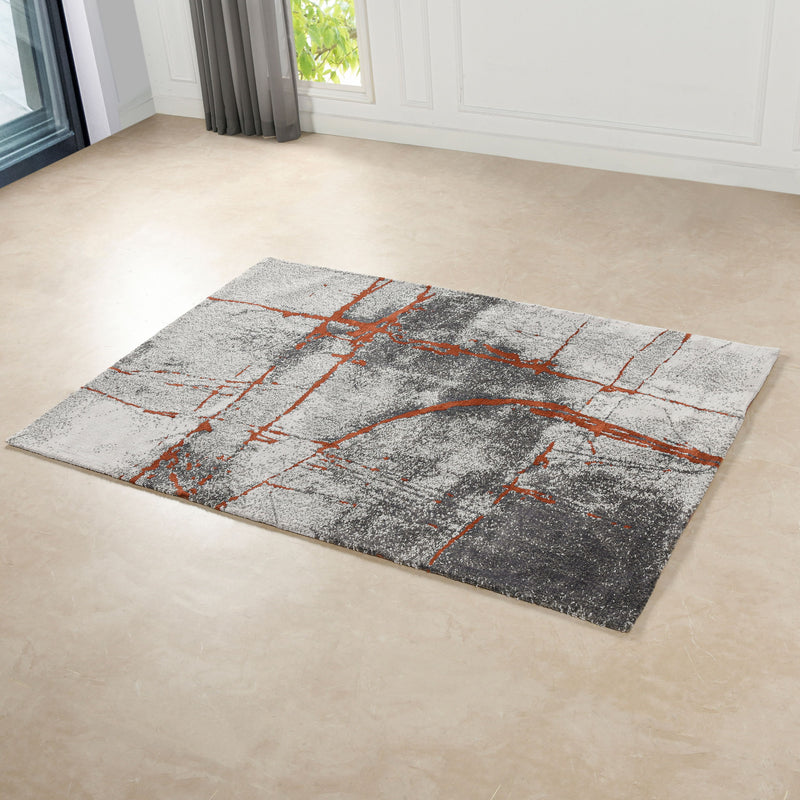 Quarry - 5.25' X 6.5' Abstract Area Rug - Gray / Orange