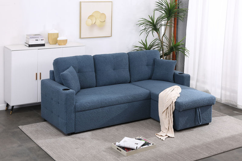 Lambswool - Pull Out Sleeper Sectional Sofa With Storage Chaise