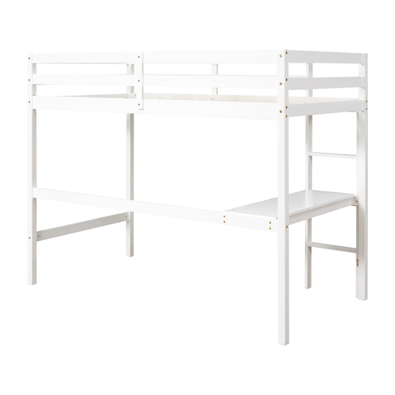 Twin Loft Bed with  built-in desk,White(Old SKU:W50450911)