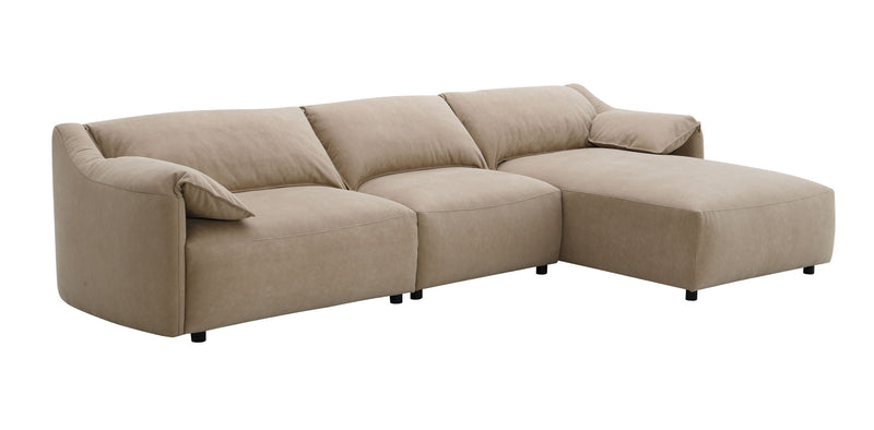 Veata - Suede Sectional Sofa With Right Hand Facing Chaise - Light Brown