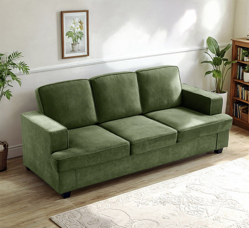 Modern Sofa, Comfortable 3 Seater Couch With Deep Seating, Loose Back Cushions, Wide Arms