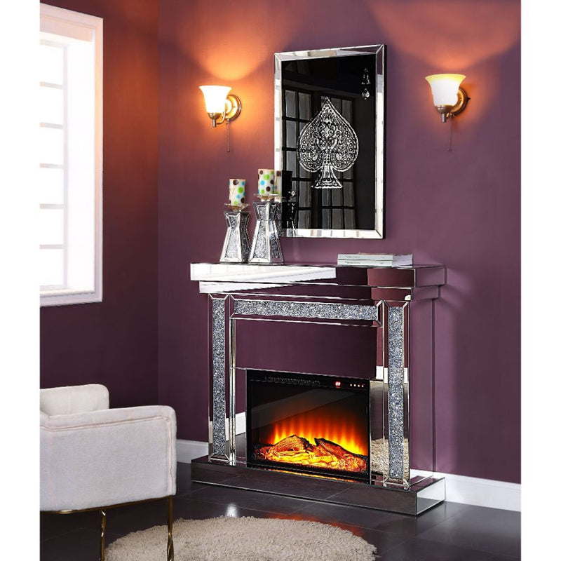 Noralie - Fireplace - Mirrored & Faux Diamonds - 42" - Atlantic Fine Furniture Inc