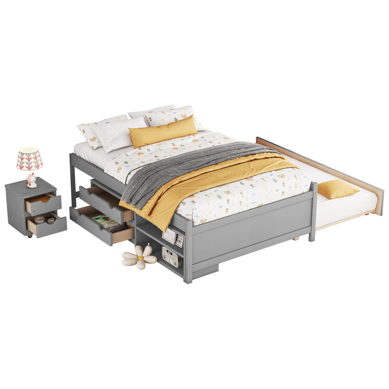 Versatile Bed With Trundle, Under Bed Storage Box And Nightstand