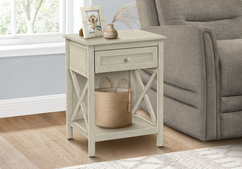 Accent End Table, 2 Tier, Storage Drawer, Transitional Style