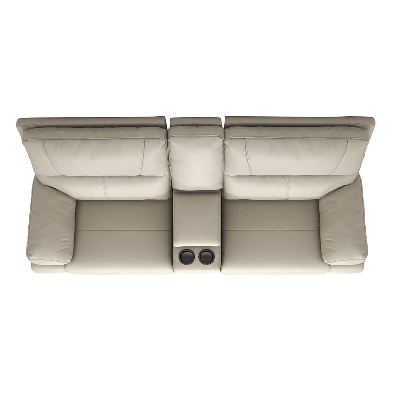 Malibu - Modern Power Motion 3 Piece Reclining Loveseat Sofa With Cup Holders - Cream Taupe Beige